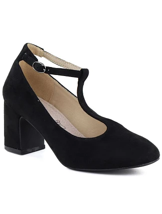 Černé semišové páskové lodičky Mascara s jehlovým podpatkem 834284