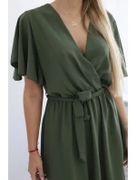 Šaty s vrstveným výstřihem khaki