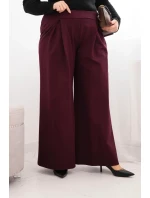 Dámské kalhoty Plus Size s širokými nohavicemi a plisováním švestkové Dámské kalhoty Plus Size s širokými nohavicemi a plisováním švestkové