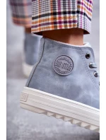 Dámské Kožené Teplé Tenisky Big Star EE274115 Světle Modré