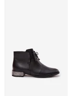 Dámské kožené boty na nízkém podpatku Zazoo – černé