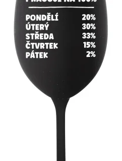 PRACUJI NA 100% - černá sklenice na víno 350 ml