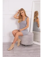 Šaty bez ramínek s volánkem šedé