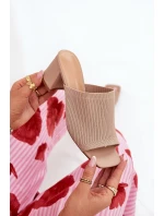 Dámské sandály na podpatku typu sloupek béžové Wenilan