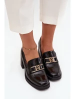 Dámské polobotky na podpatku se zlatým detailem černé Privelle Dámské polobotky na podpatku se zlatým detailem černé Privelle