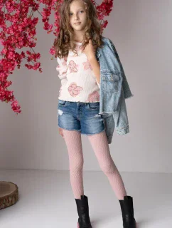 DÍVČÍ PUNČOCHÁČE S RELIÉFNÍM GEOMETRICKÝM VZOREM MILLOTIC JUNIOR DR2429