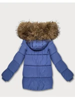 Světle modrá péřová bunda s kapucí (KK60612)