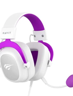 Herní sluchátka Havit H2002d bílá/fialová