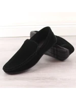 Pánské semišové prolamované mokasíny černé Novinky 4873