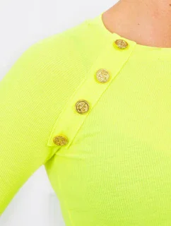 Šaty s ozdobnými knoflíky žluté neonové
