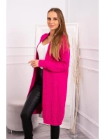 Svetr Cardigan kostkovaný kostkovaný fuchsiový Svetr Cardigan kostkovaný kostkovaný fuchsiový