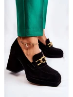 Semišové lodičky s ozdobným řetízkem Laura Messi 2444 černá