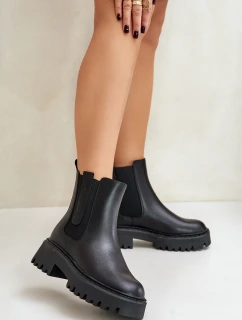 Kožené Zateplené Kozačky Chelsea Dámské Big Star OO274A386 Černé