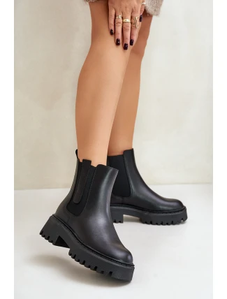 Kožené Zateplené Kozačky Chelsea Dámské Big Star OO274A386 Černé