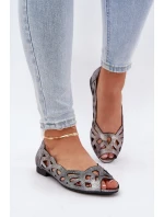 Vzorované baleríny s odkrytými prsty stříbrné Calgis