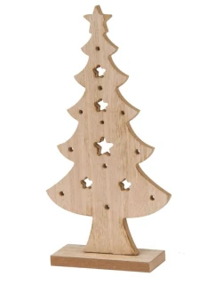 OZDOBNÝ DŘEVĚNÝ VÁNOČNÍ STROMEK 32CM HVĚZDA