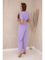 Kombinéza s ozdobným páskem v pase světle fialová Kombinéza s ozdobným páskem v pase světle fialová