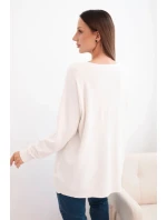 Dámský svetr s delším zadním dílem a raženou hvězdou béžový