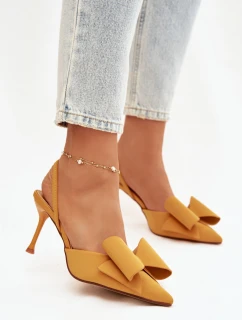 Podpatky s odhalenými patami a mašlí Žluté Eklevia