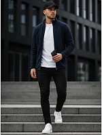 Pánská mikina na zip tmavě modrá FashionStreet BX4775