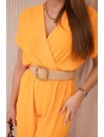 Kombinéza s ozdobným páskem v pase pomeranč