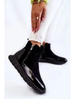 Semišové Dámské Kozačky Tenisky Černe Anita