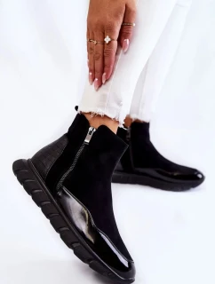 Semišové Dámské Kozačky Tenisky Černe Anita