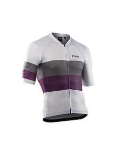 Cyklistické tričko NORTHWAVE Blade Air Jersey Short Sleeve světle šedé/fialové