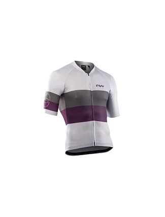 Cyklistické tričko NORTHWAVE Blade Air Jersey Short Sleeve světle šedé/fialové Cyklistické tričko NORTHWAVE Blade Air Jersey Short Sleeve světle šedé/fialové