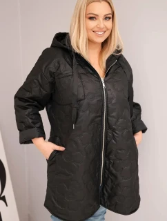 Dámská bunda Plus Size prošívaná s kapucí a nápisem HOPE černá