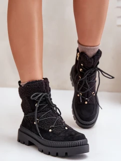 Boty S Kožešinou Typu Beránek Černé Merilana