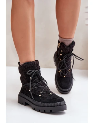 Boty S Kožešinou Typu Beránek Černé Merilana Boty S Kožešinou Typu Beránek Černé Merilana