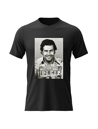 Dámské bavlněné tričko s potiskem - PABLO ESCOBAR - černé