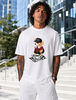 Pánské bavlněné tričko oversize s potiskem FashionStreet NX1039R