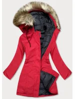 Červená dámská zimní bunda s kapucí (j9-065) Červená dámská zimní bunda s kapucí (j9-065)