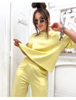 Žlutý dámský bavlněný oversize komplet (82188)