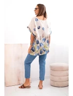 Dámská bavlněná košile s květinovým vzorem béžový