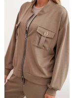 Dámská souprava máslová z viskózy s rozepínací mikinou a kalhotami fango