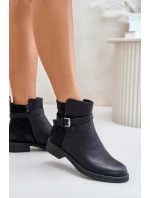 Zateplené Boty Na Plochém Podpatku Se Páskem Černé Sabamessa