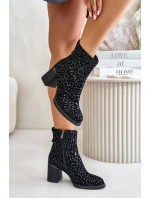 Dámské kotníkové boty na podpatku CR42-192 Černá - D§A