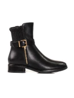 Jedinečné černé kotníčkové boty dámské na plochém podpatku Jedinečné černé kotníčkové boty dámské na plochém podpatku