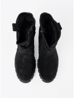 Jedinečné dámské černé kotníčkové boty na širokém podpatku Jedinečné dámské černé kotníčkové boty na širokém podpatku