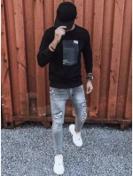 Pánská mikina s potiskem černá FashionStreet BX5353 Pánská mikina s potiskem černá FashionStreet BX5353