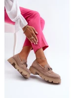 Hrubé dámské semišové mokasíny béžové Neloria