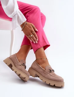 Hrubé dámské semišové mokasíny béžové Neloria