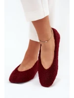 Dámské baleríny s kožíškem typu beránek Zimira – bordové