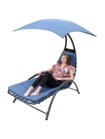 Lehátko se slunečníkem BERGAMO 200x125x180CM tmavě modré