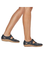 Dámská kožená pohodlná obuv na suchý zip s otevřenou špičkou černá Rieker 44852-14