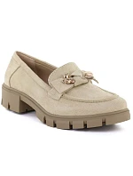 Dámské semišové polobotky s ornamentem béžové M.Daszynski MR23106