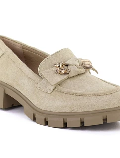 Dámské semišové polobotky s ornamentem béžové M.Daszynski MR23106